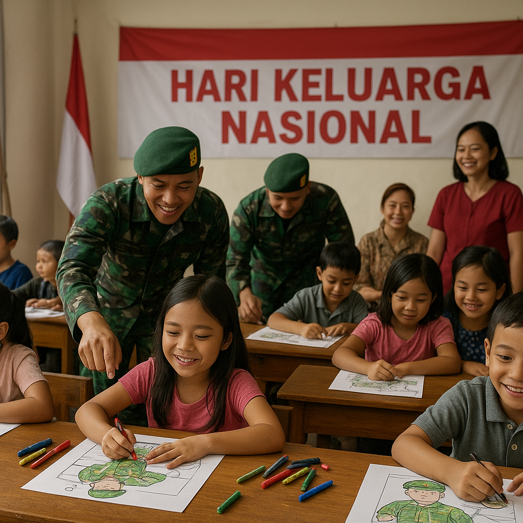 Anak-anak Prajurit TNI AD Ikuti Lomba Mewarnai Gambar Ayah Mereka yang Sedang Bertugas