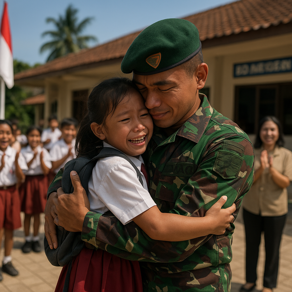 Kejutan Haru Prajurit TNI AD di Makassar untuk Putri Kecilnya di Sekolah