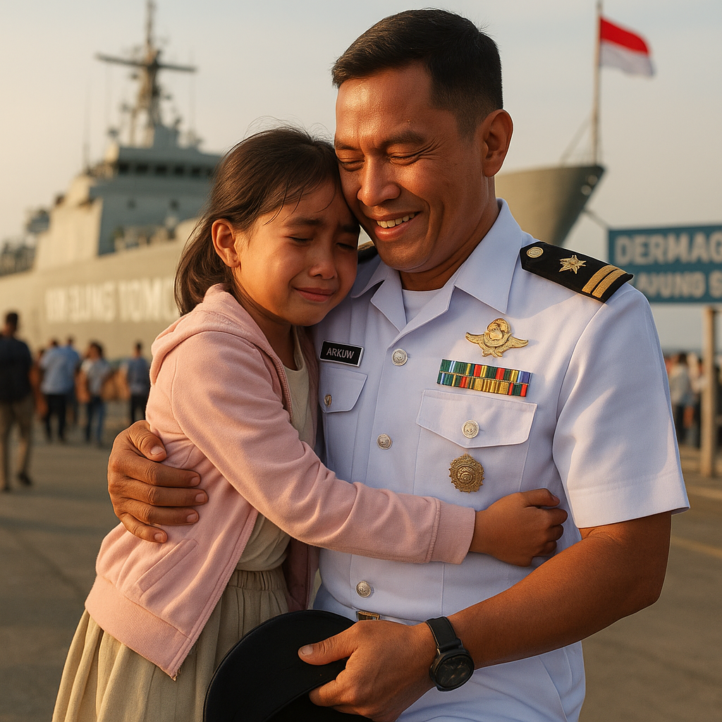 Rindu Berat Anak Prajurit TNI AL yang Bertahun-tahun Tak Bertemu Ayah, Reuni di Dermaga Surabaya Bikin Haru