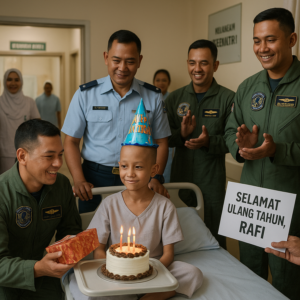 Dukungan TNI AU: Bocah 8 Tahun Penderita Kanker Dapat Kejutan Ulang Tahun dari Skuadron Tempur