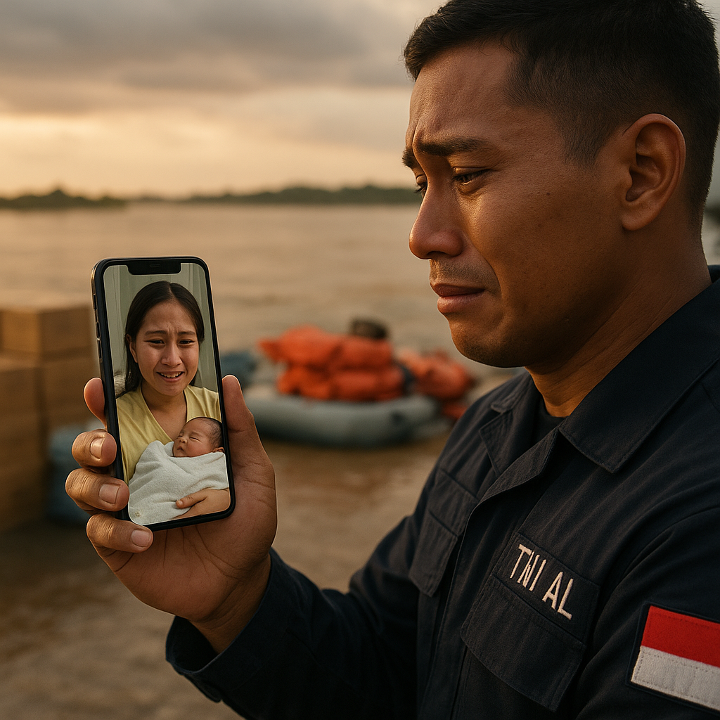Momen Mengharukan Prajurit TNI AL Sambut Kelahiran Anak Pertama Melalui Video Call di Tengah Tugas Kemanusiaan