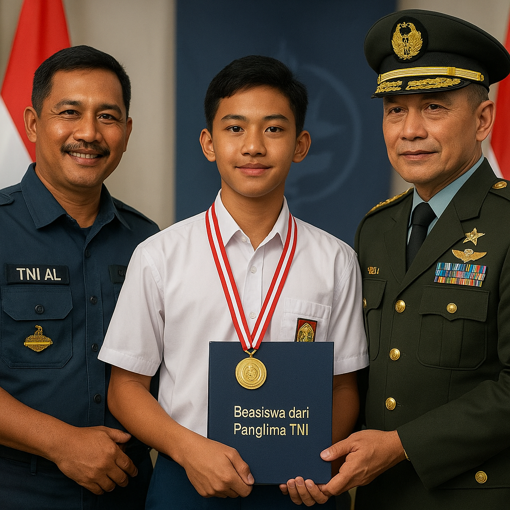 Siswa Berprestasi Anak Prajurit TNI AL Dapat Beasiswa dari Panglima TNI