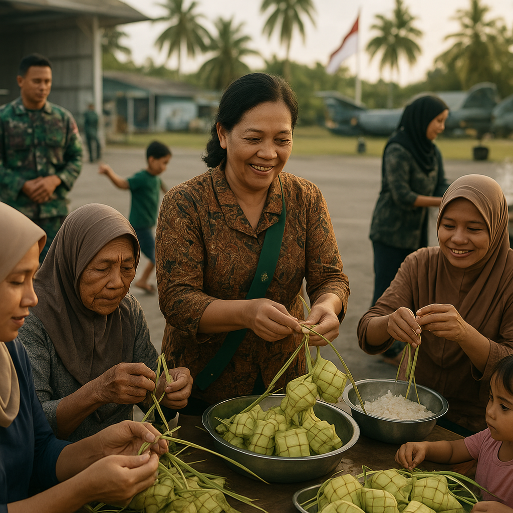 Lebaran di Ujung Negeri: Keluarga Prajurit TNI AU di Biak Masak Ketupat untuk Satuan yang Bertugas