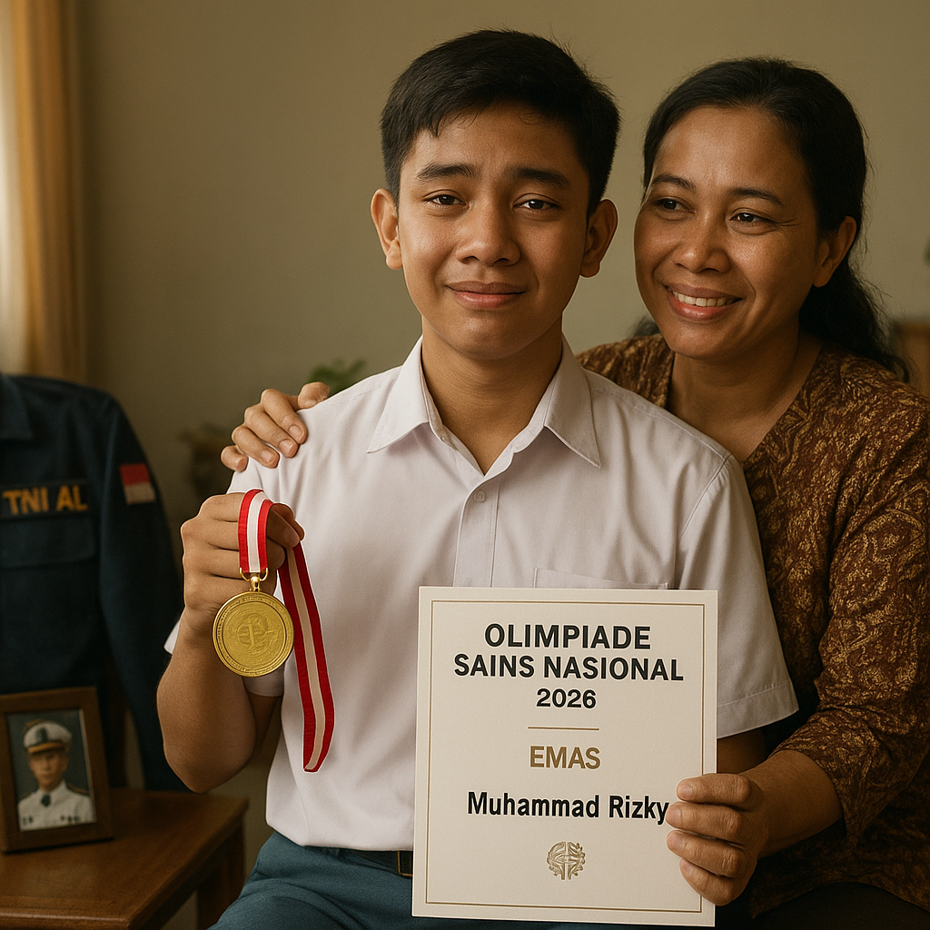 Anak Prajurit TNI AL Peraih Emas Olimpiade Sains: 'Aku Ingin Membanggakan Ayah yang Jarang di Rumah'
