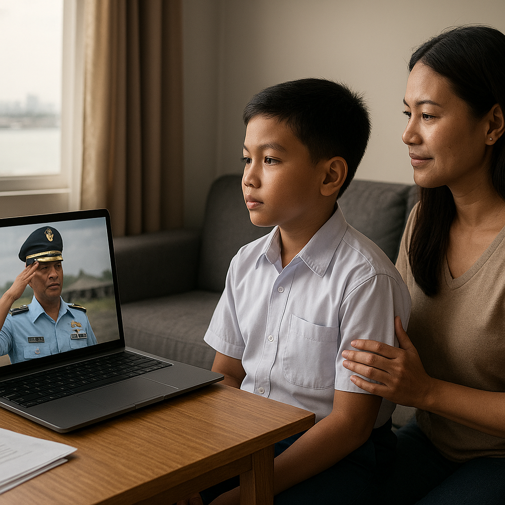 Upacara Kenaikan Kelas Virtual: Anak Prajurit TNI AU di Makassar Dibimbing Ayah dari Medan Tugas