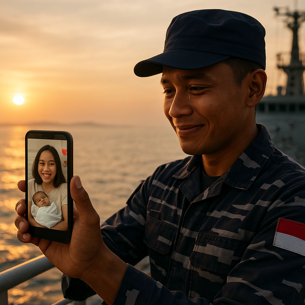Surprise Valentine dari Laut: Prajurit TNI AL Kirim Video Message untuk Istri yang Melahirkan