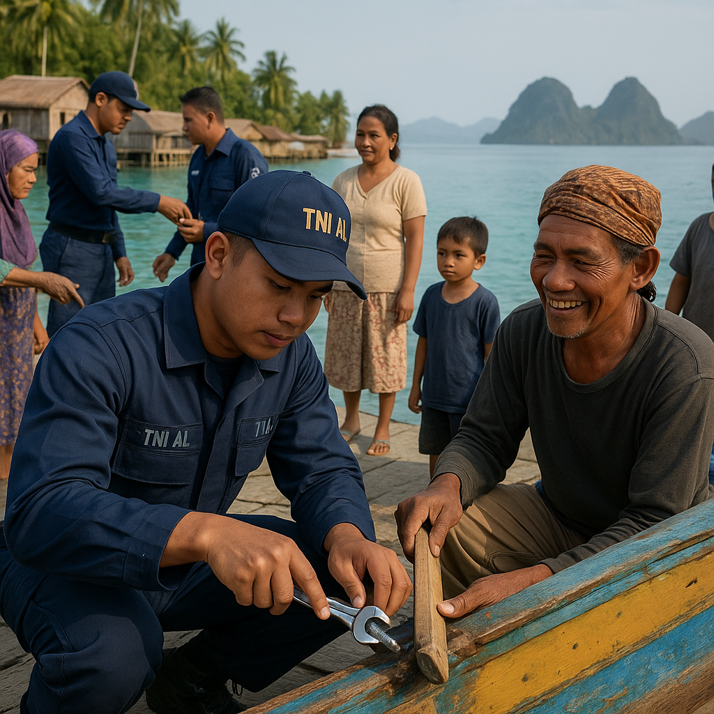 TNI AL Bantu Perbaiki Kapal Nelayan di Kepulauan Riau, Perkuat Sinergi dengan Warga
