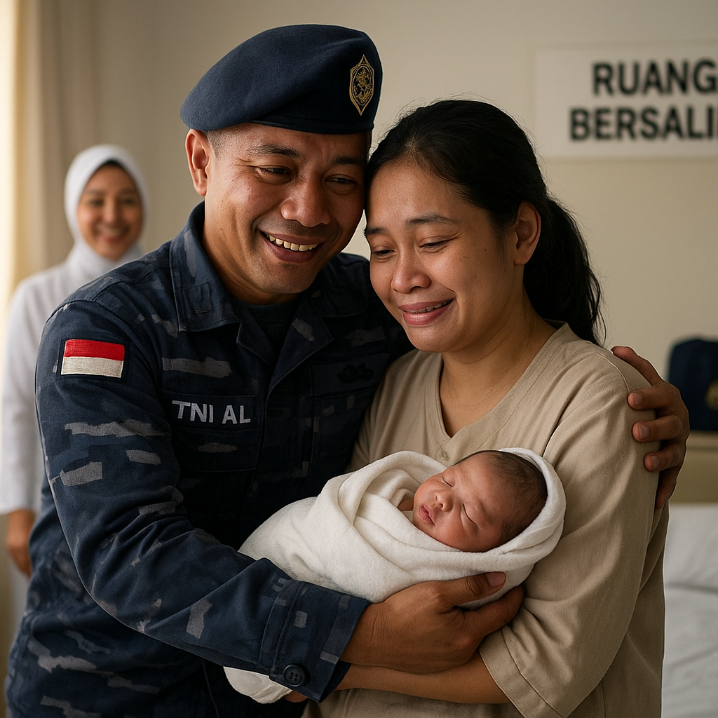 Kejutan Pulang Kampung: Prajurit TNI AL Sambut Kelahiran Anak Pertama