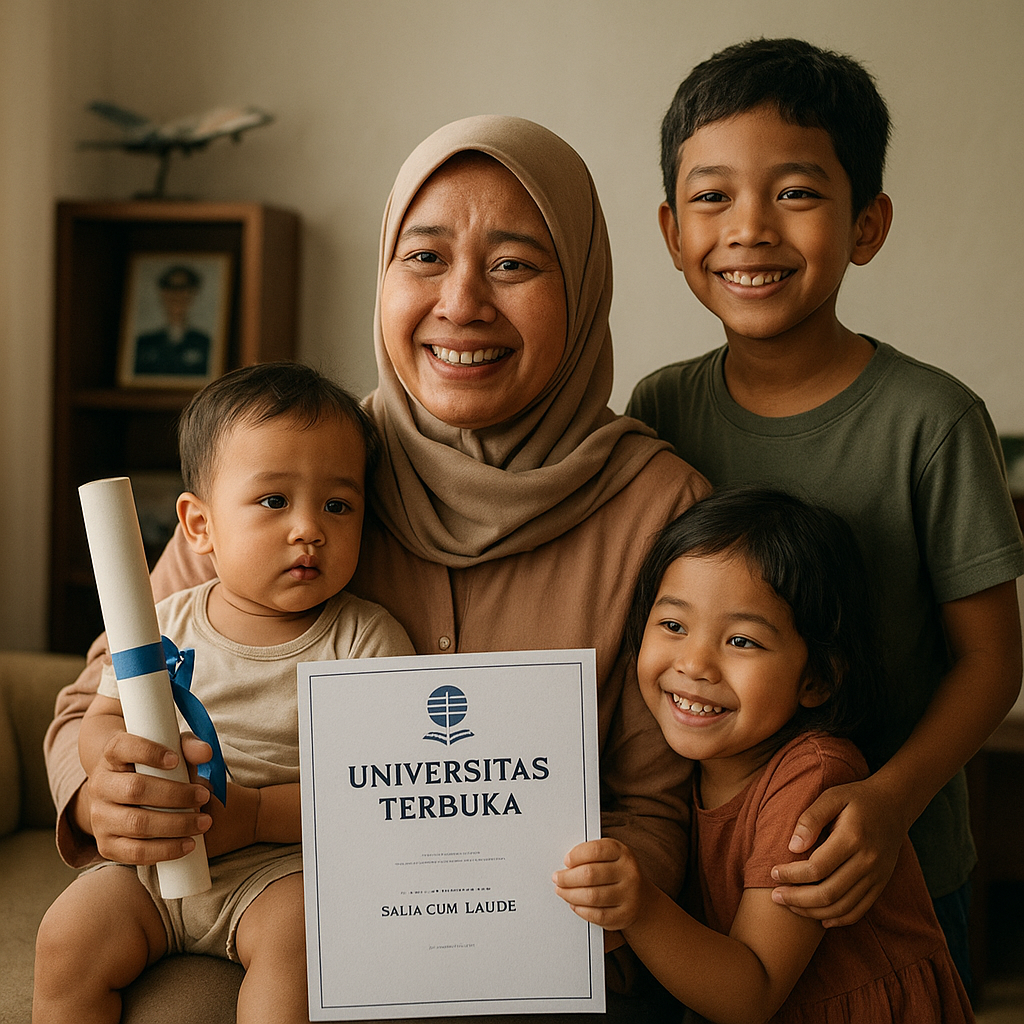 Ibu Prajurit TNI AU dengan 3 Anak, Lulus Cum Laude dari Universitas Terbuka