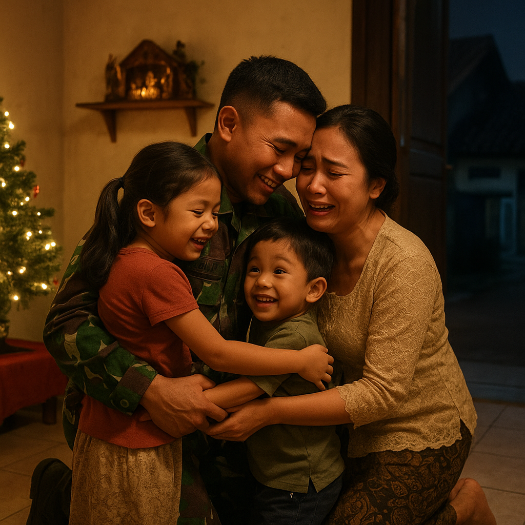Kejutan Natal: Prajurit TNI AD yang Bertugas di Perbatasan Pulang Menemui Keluarga