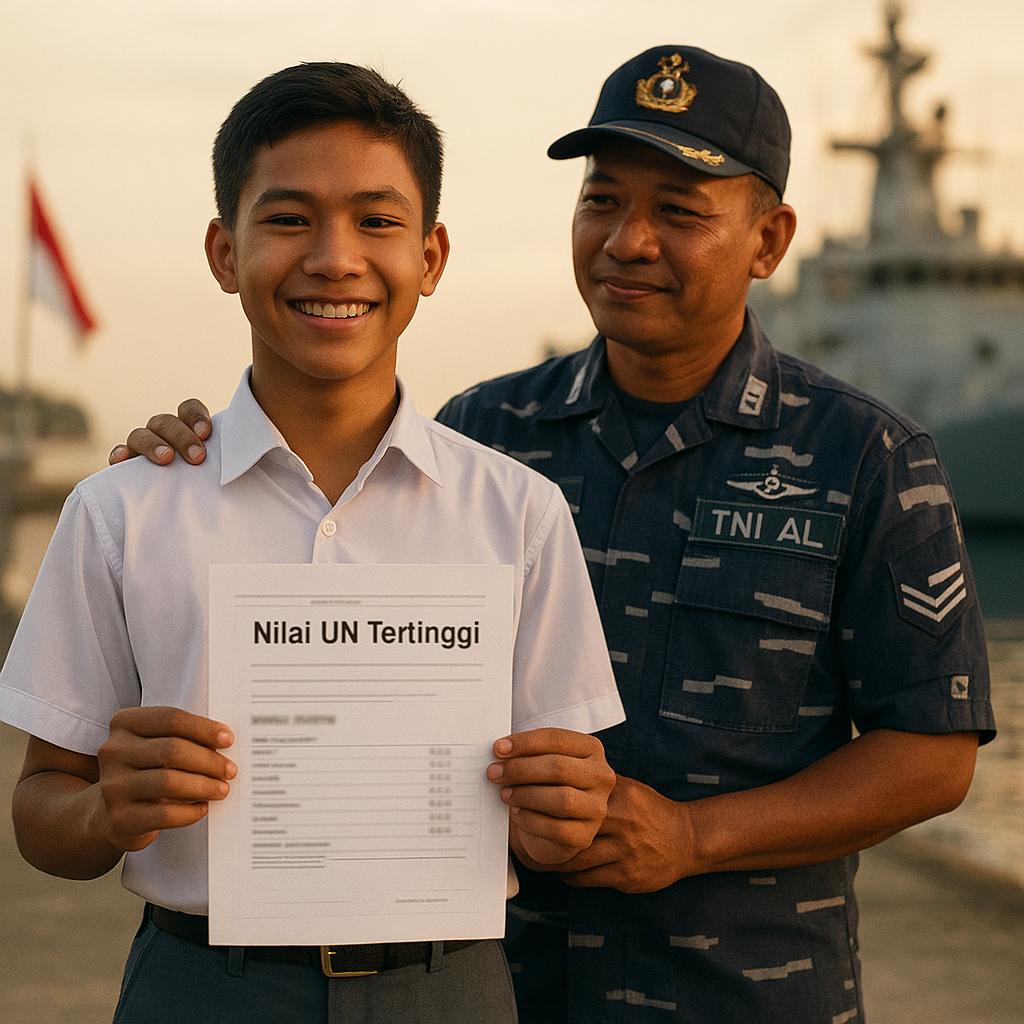 Anak Prajurit TNI AL Raih Nilai UN Tertinggi di Kotanya, Dedikasi Ayah di Kapal Jadi Motivasi