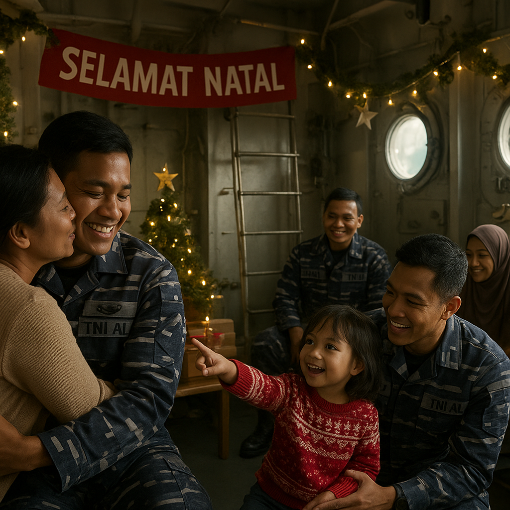 Natal Bersama di Kapal Perang: Keluarga Prajurit TNI AL Diajak Melihat Aktivitas Suami/Ayah