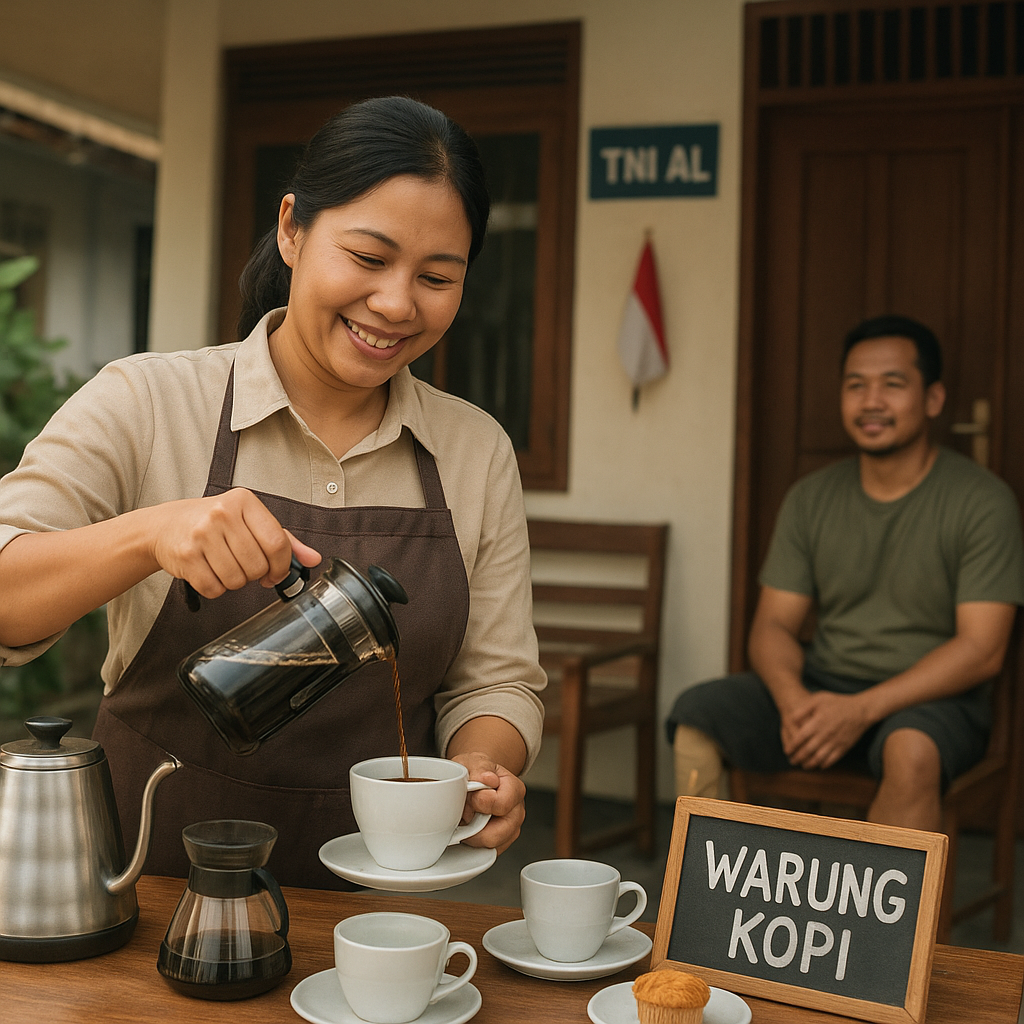 Istri Prajurit TNI AL Korban Latihan Tempur Buka Warung Kopi untuk Hidupi Keluarga
