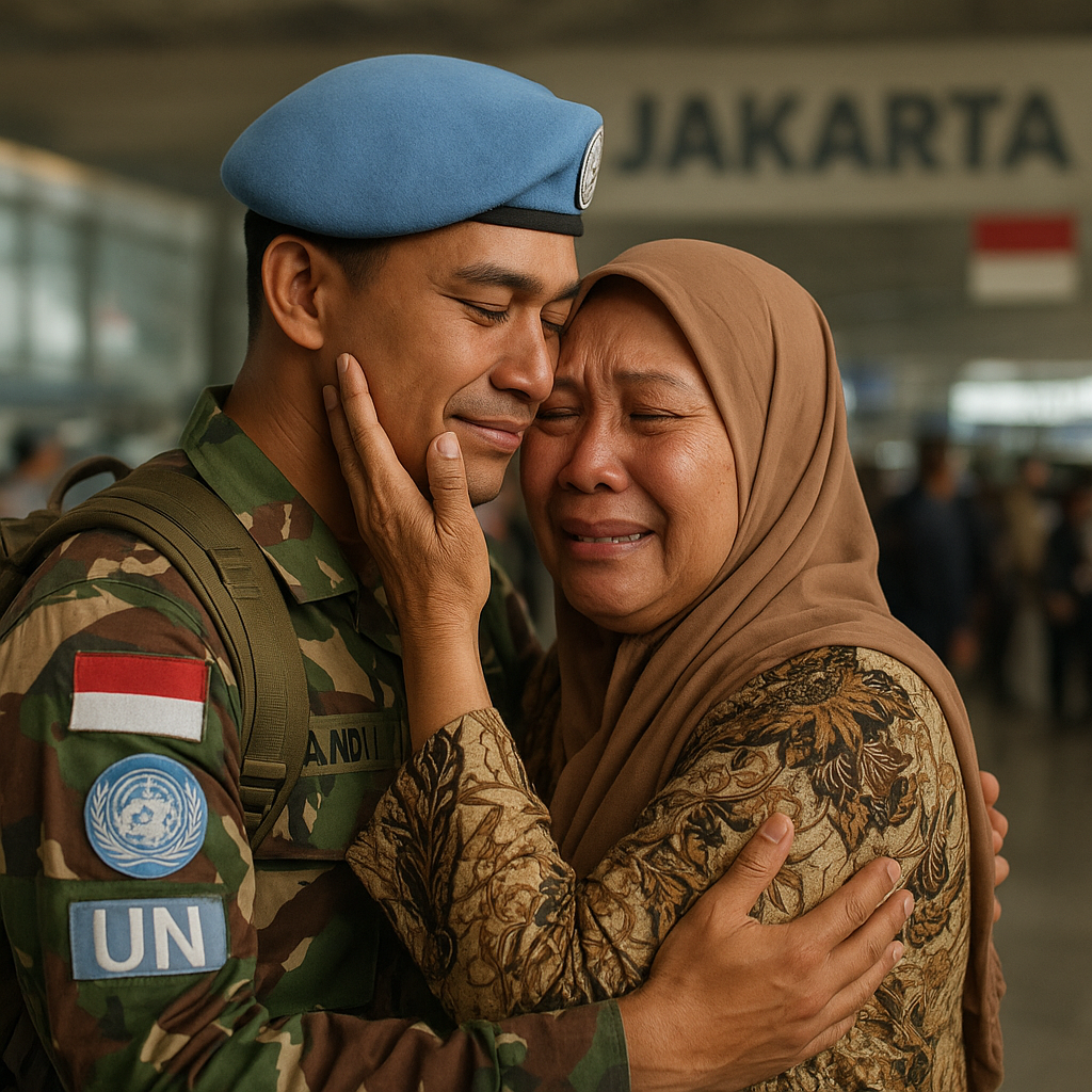 Air Mata Bahagia Ibu Saat Sang Prajurit Pulang dari Misi Perdamaian
