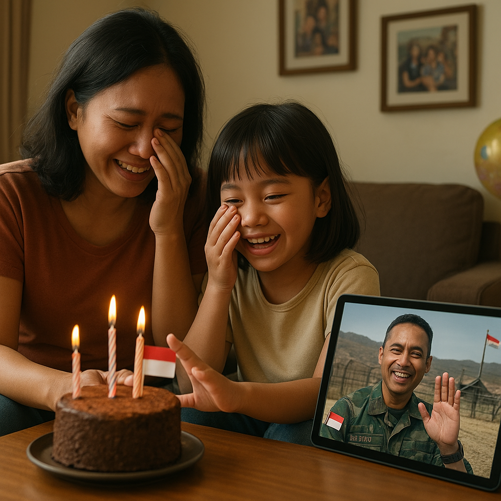 Kejutan Ulang Tahun dari Ayah yang Bertugas di Perbatasan lewat Video Call