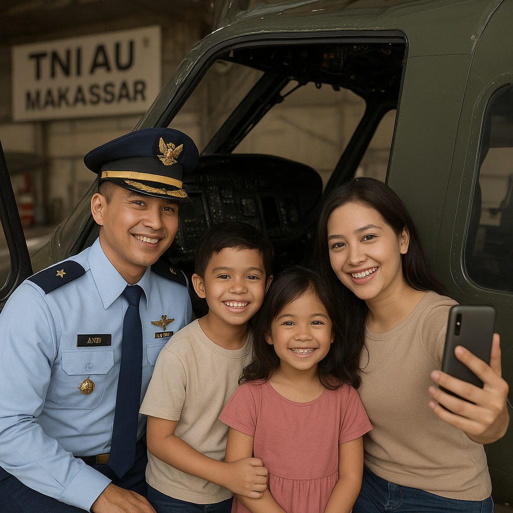 Swafoto Keluarga di Helikopter: Momen Langka Kebersamaan Prajurit TNI AU dengan Keluarga Sebelum Bertugas