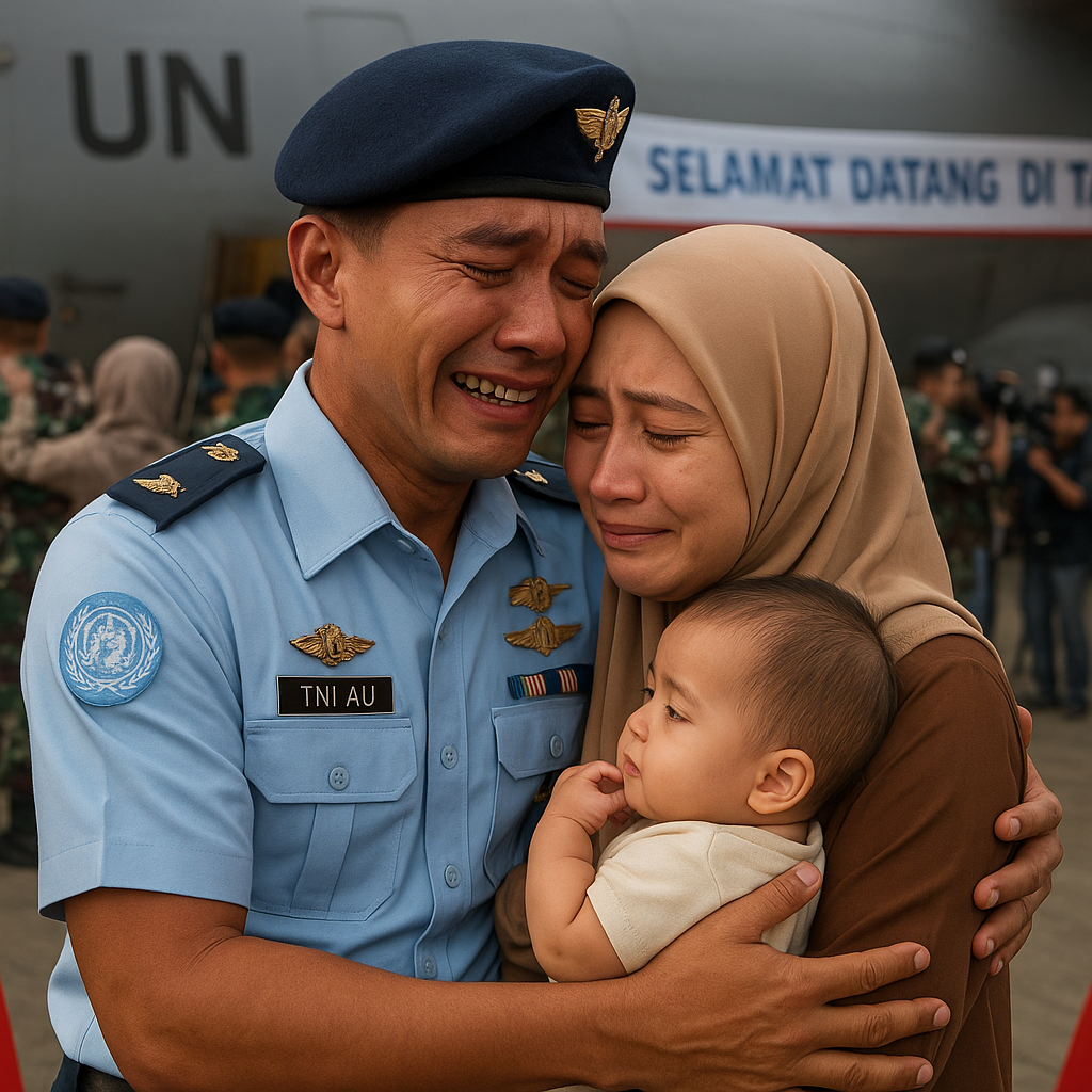 Momen Haru di Bandara: Istri dan Anak Sambut Prajurit TNI AU Pulang dari Misi Damai