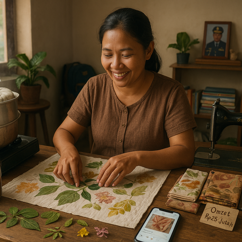Hari Batik Nasional, Istri Prajurit TNI AL di Surabaya Produksi Batik Ecoprint untuk Biayai Pendidikan Anak, Raup Omzet Rp25 Juta per Bulan