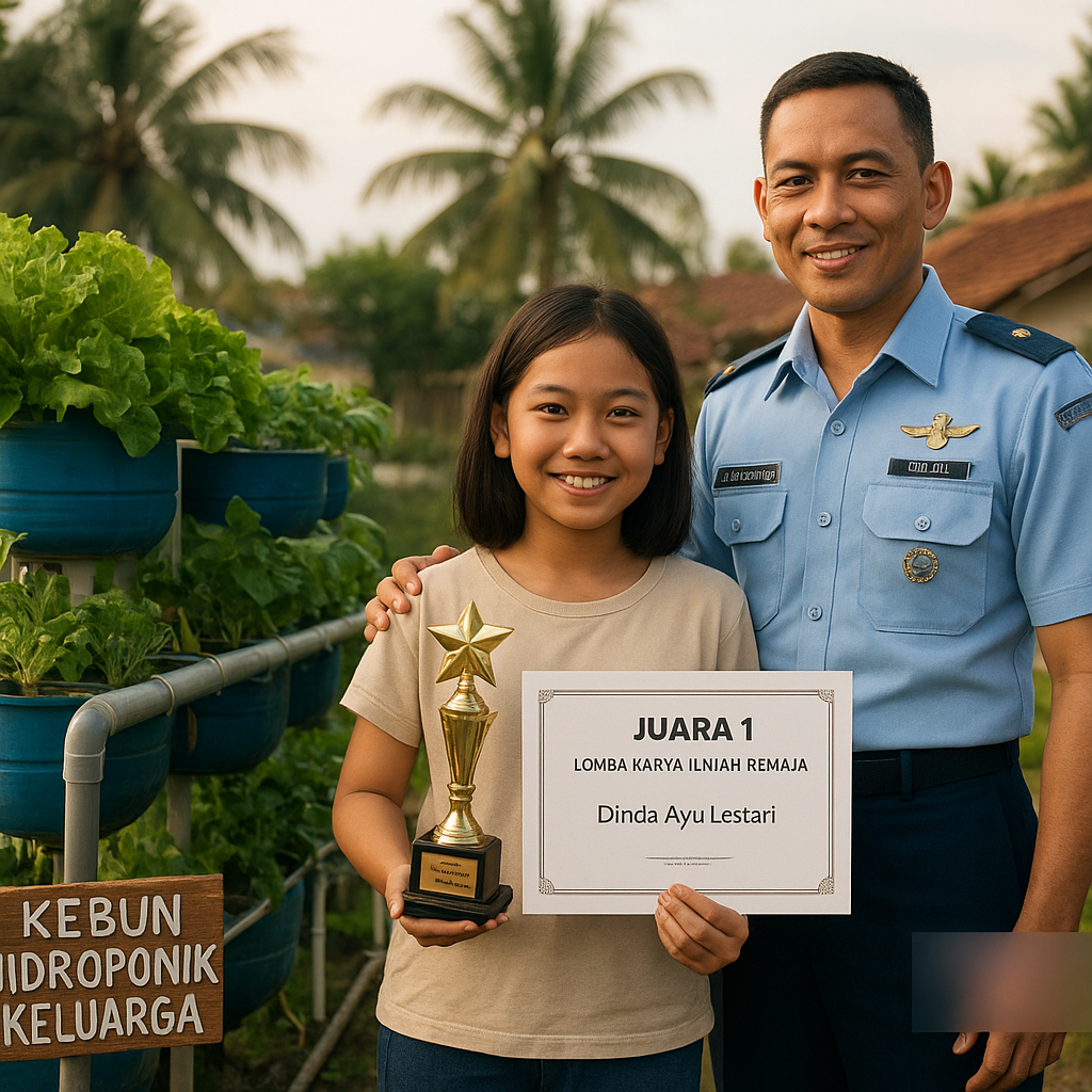 Kebun Hidroponik Keluarga: Anak 12 Tahun Prajurit TNI AU di Makassar Raih Juara 1 Lomba Karya Ilmiah Remaja Berkat Inspirasi Ayahnya