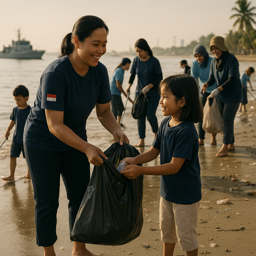 HDKD ke-79 TNI AL: Istri dan Anak Prajurit di Belawan Beri Kejutan Patroli Kebersihan Pantai untuk Dukung Tugas Suami Jaga Laut