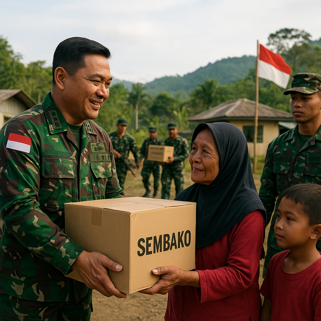 Keluarga Prajurit TNI di Perbatasan Raih Bantuan Sembako dari Panglima TNI