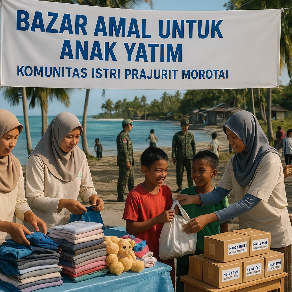 Komunitas Istri Prajurit di Morotai Gelar Bazar Amal untuk Anak Yatim di Wilayah Perbatasan
