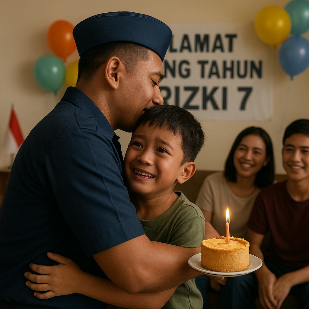 Kejutan Pulang Mendadak Prajurit TNI AL untuk Ulang Tahun Anak