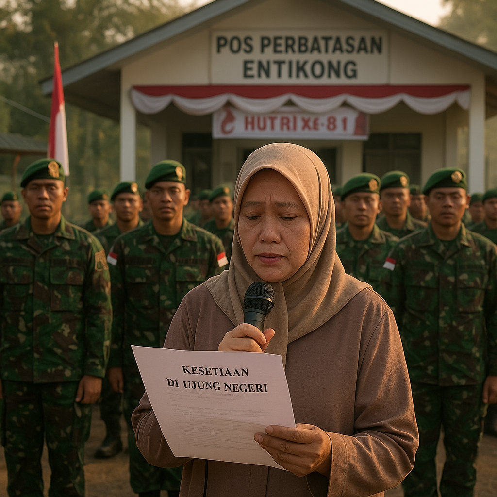 Haru Peringatan HUT RI: Istri Prajurit TNI AD Baca Puisi untuk Suami di Entikong