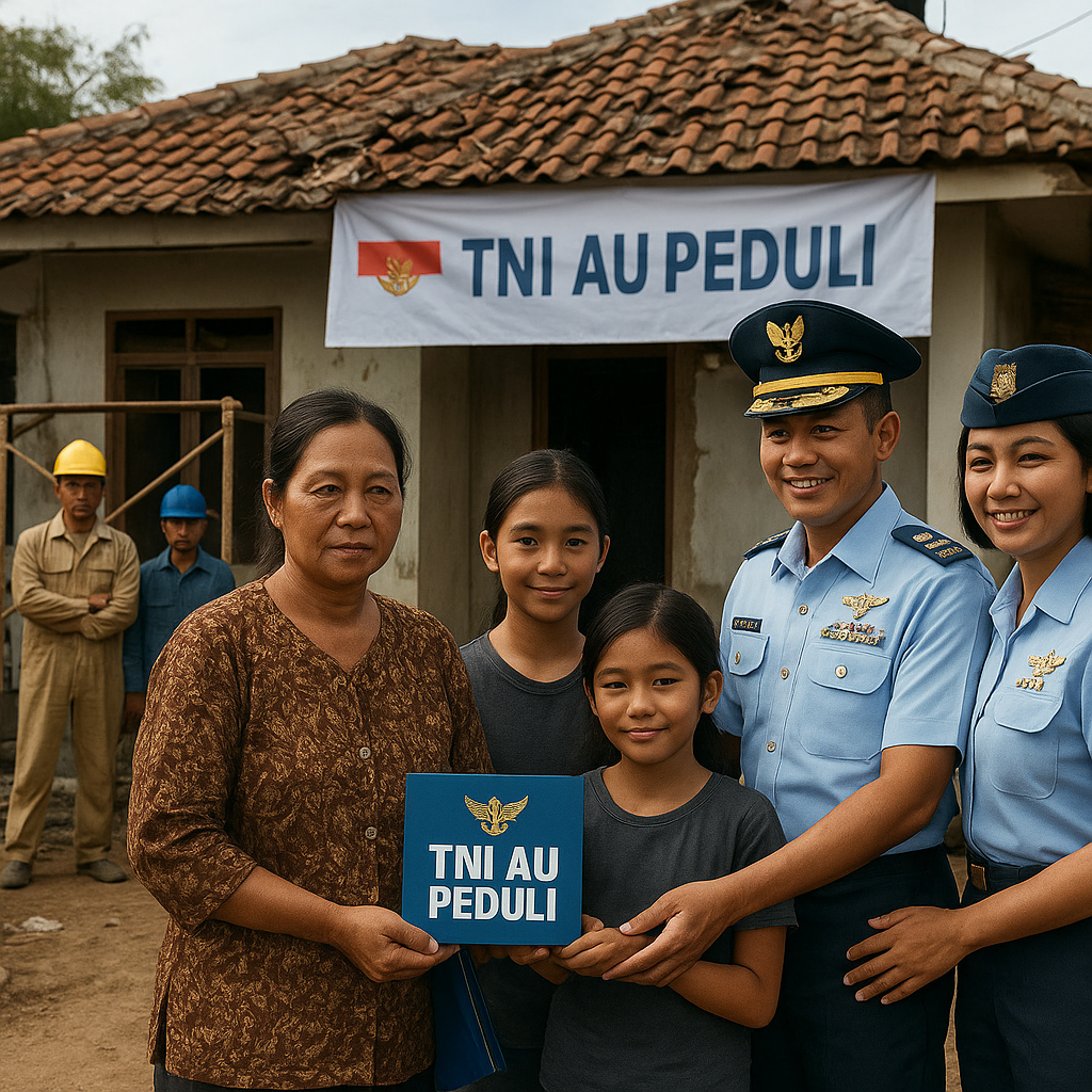 Keluarga Prajurit TNI AU Terima Bantuan Renovasi Rumah dari Program 'TNI AU Peduli'