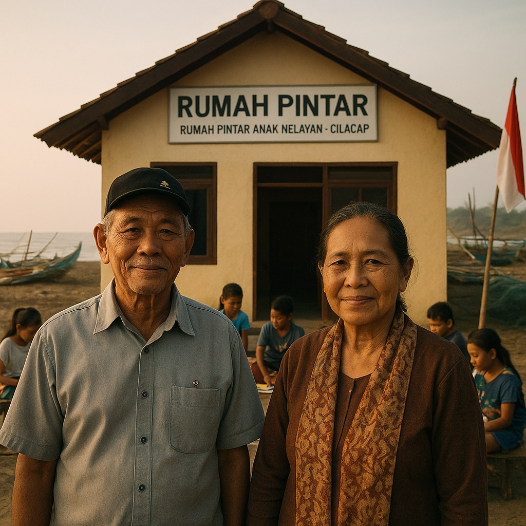 Purnawirawan TNI AL dan Istri Dirikan Rumah Pintar di Pesisir untuk Anak Nelayan