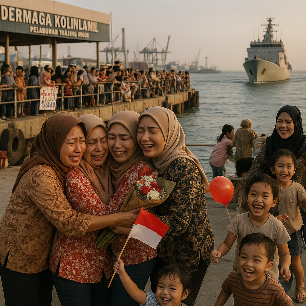 Kisah Istri Prajurit TNI AL Menunggu di Pelabuhan, Siap Sambut Kapal Kembali dari Misi