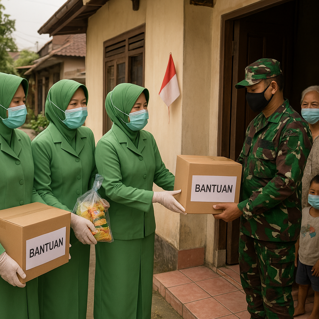 Ibu-ibu Persit Bantu Keluarga Prajurit yang Isolasi Mandiri Saat Pandemi Gelombang Baru