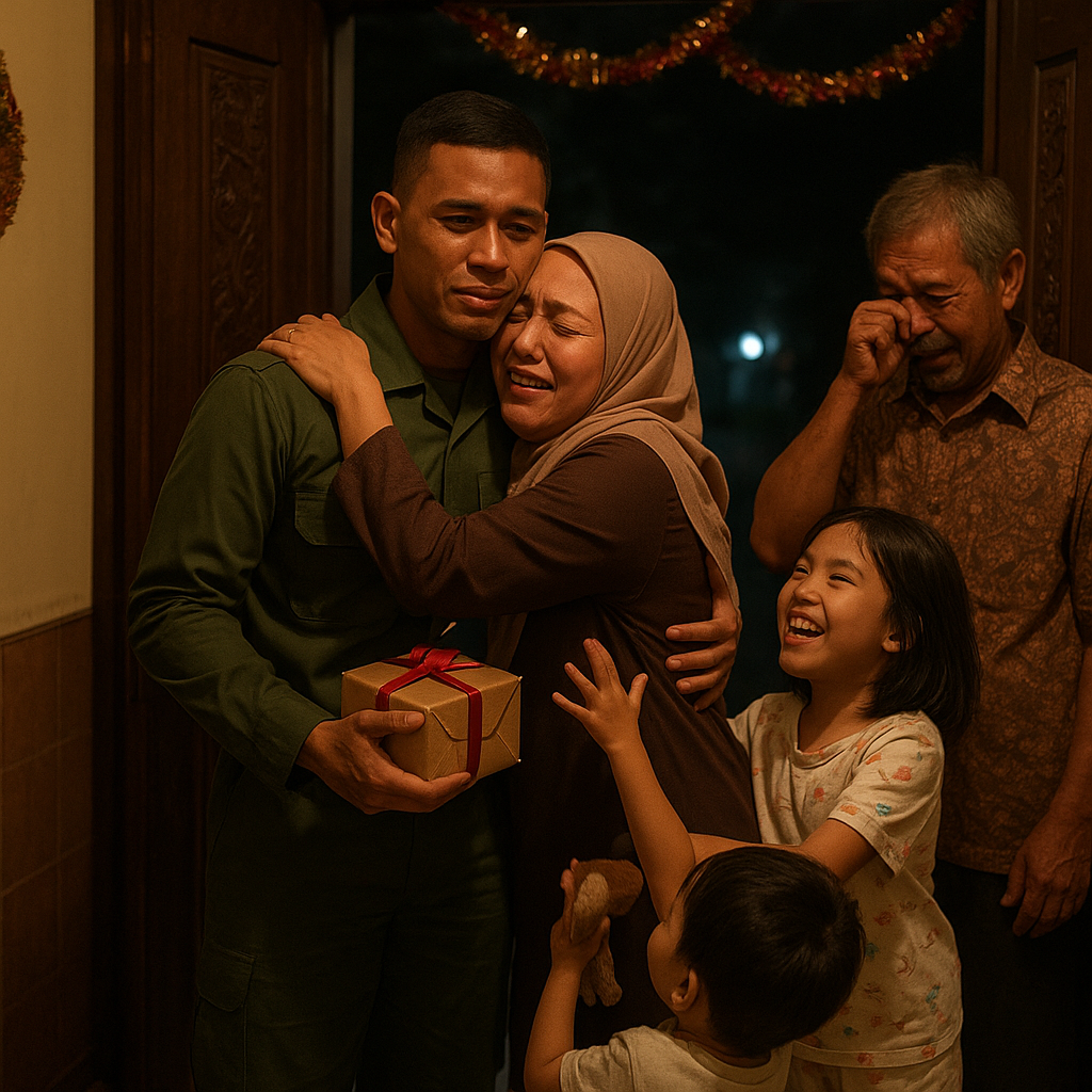 Kejutan Natal: Prajurit TNI AD Pulang Mendadak, Reuni Haru dengan Keluarga di Malam Takbiran