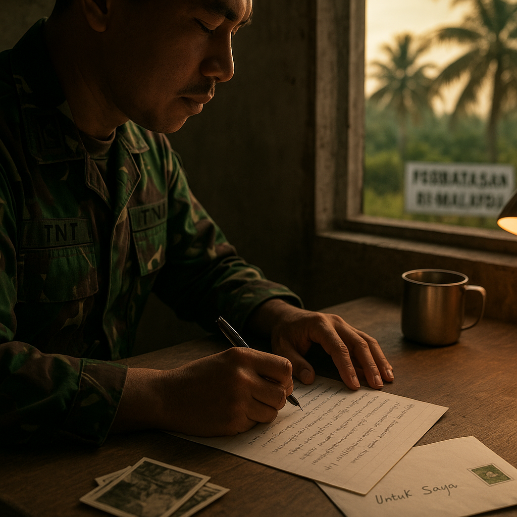 Valentine dari Perbatasan: Prajurit TNI Kirim Surat Cinta Tangan untuk Istri di Kampung Halaman
