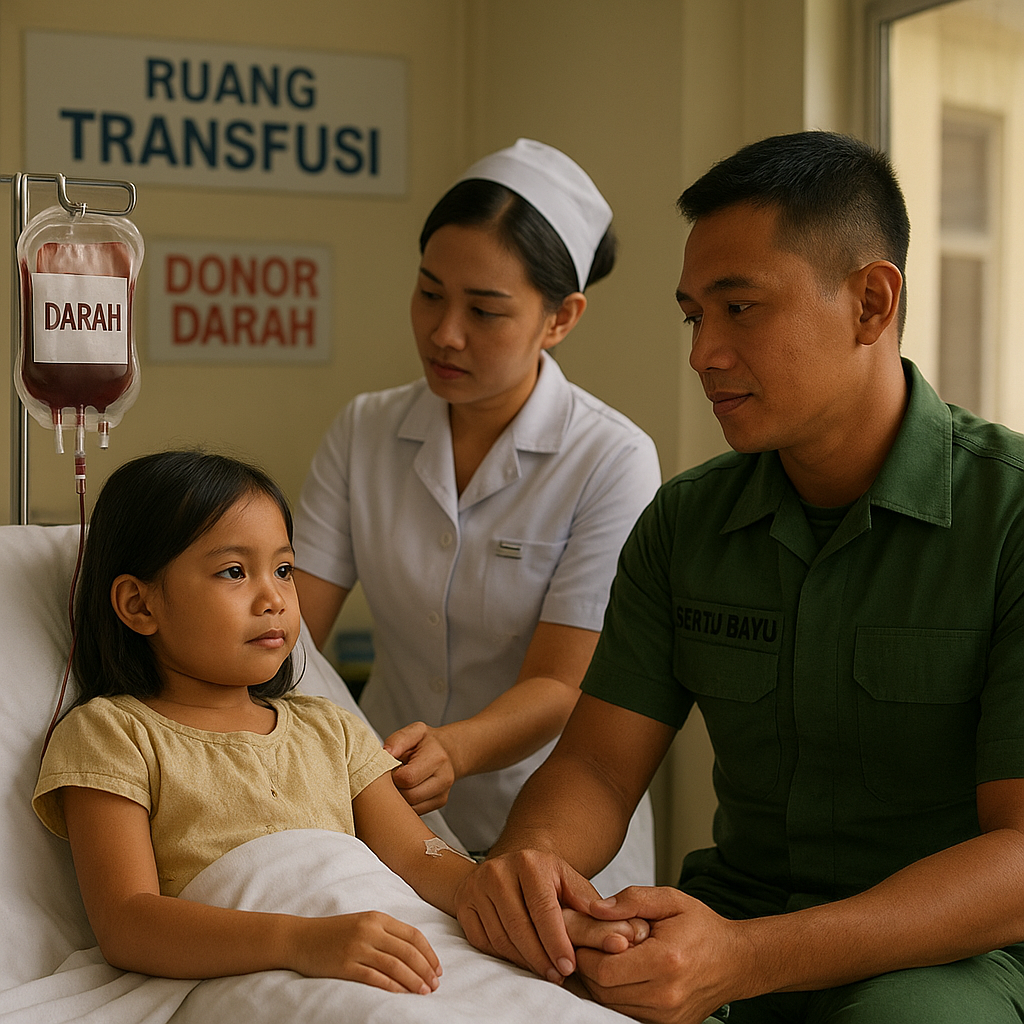 Prajurit TNI AD Jadi Donor Darah Rutin untuk Anaknya Sendiri yang Idap Thalasemia