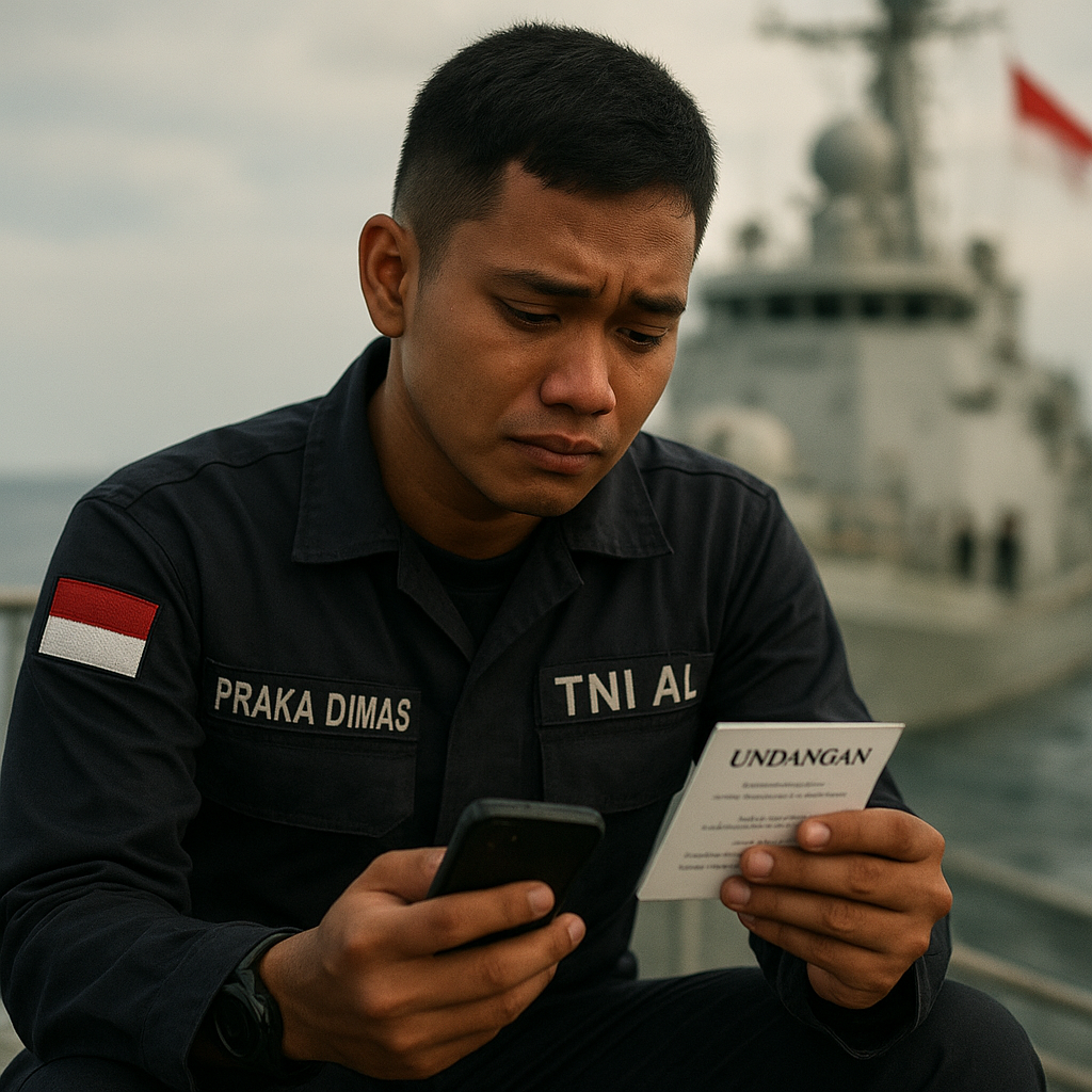 Kejutan Pernikahan di Kapal Perang, Moment Haru Prajurit TNI AL yang Tak Bisa Hadiri Resepsi Adiknya