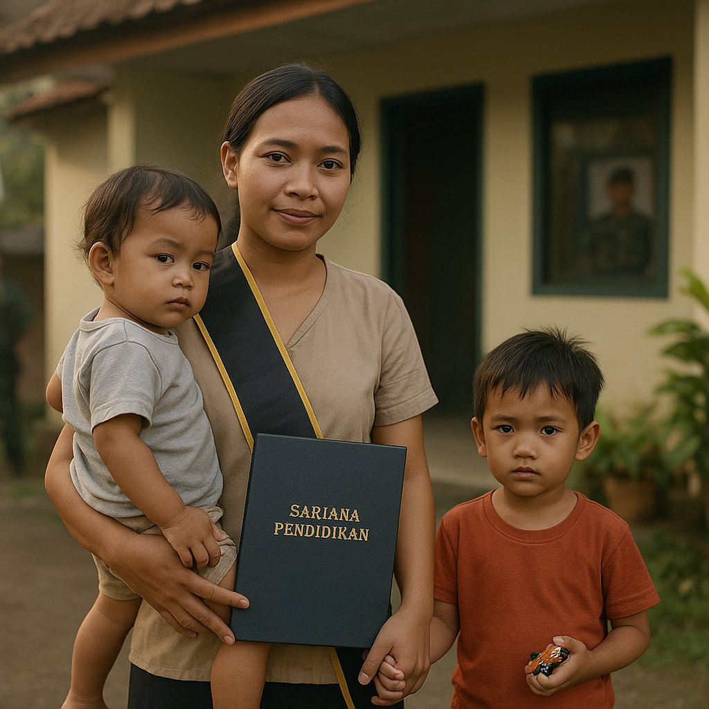 Istri Prajurit Satgas Pamtas Raih Gelar Sarjana, Kuliah Sambil Jaga Dua Anak Kecil