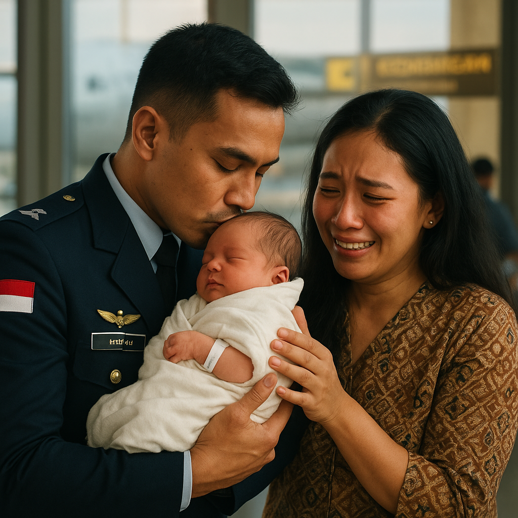 Rindu yang Terlampiaskan: Pertemuan Singkat Prajurit TNI AU dengan Bayi yang Baru Lahir Usai Tugas 8 Bulan