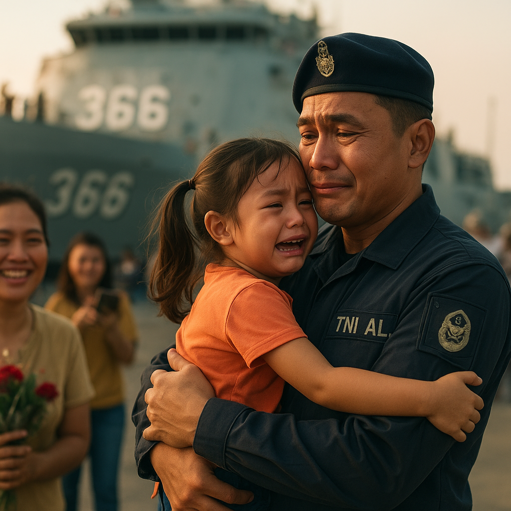 Video Reuni Haru Anak dengan Ayahnya Prajurit TNI AL Usai 10 Bulan Tugas di Kapal Perang