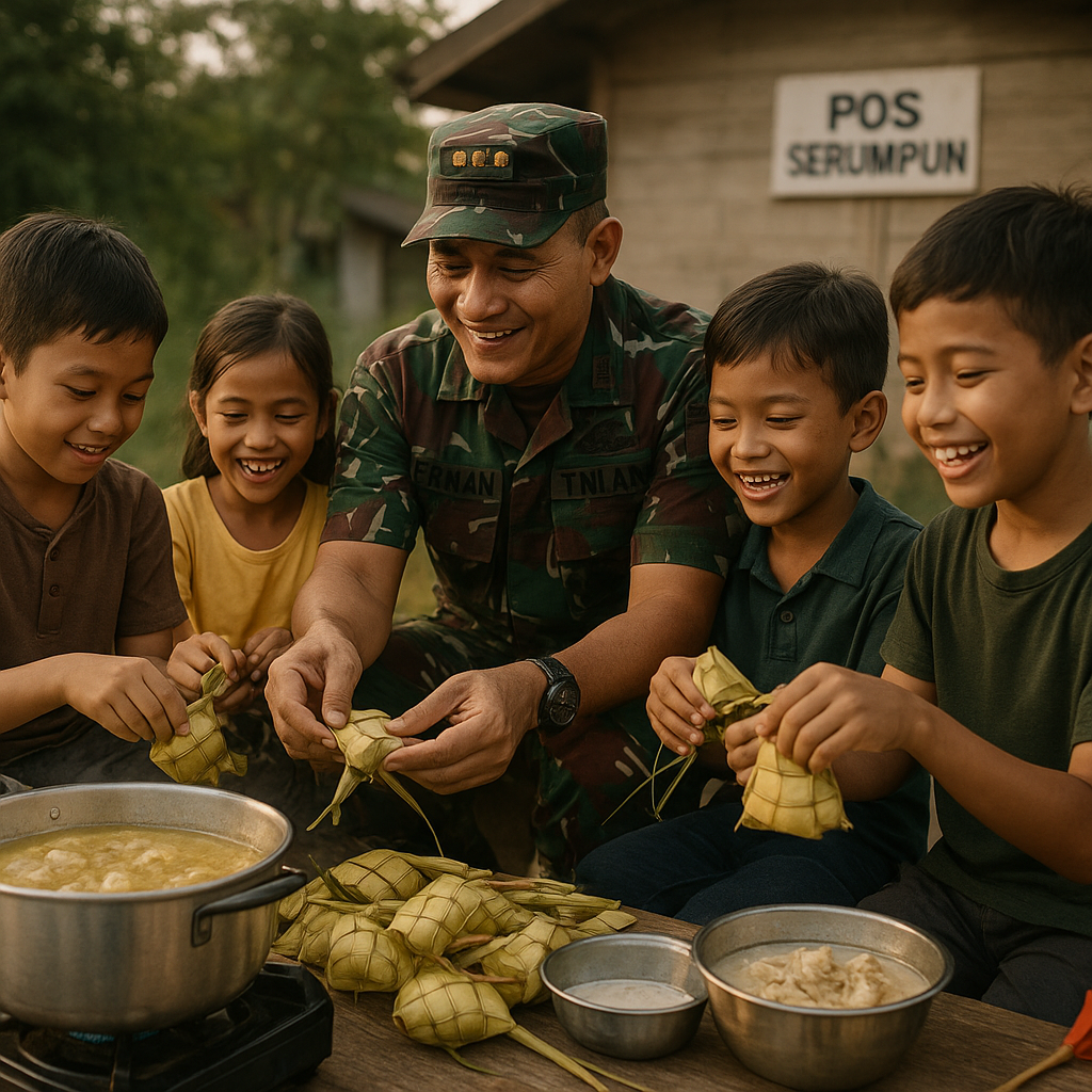 Lebaran di Perbatasan: Komandan Masak Bersama Anak-Anak Prajurit yang Rindu Ayah