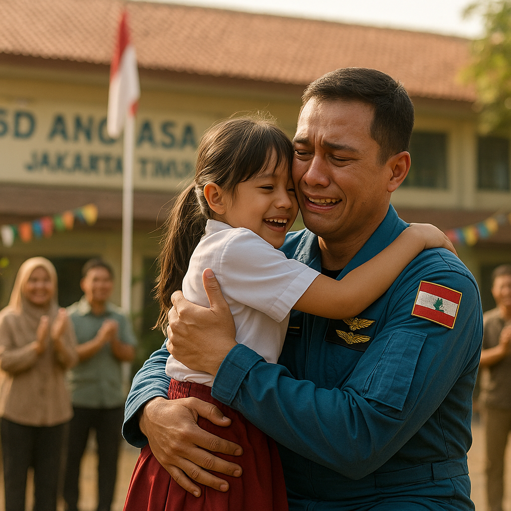 Kejutan di Sekolah: Pilot TNI AU Pulang Misi Lebanon, Langsung Peluk Anak yang Tak Menyangka