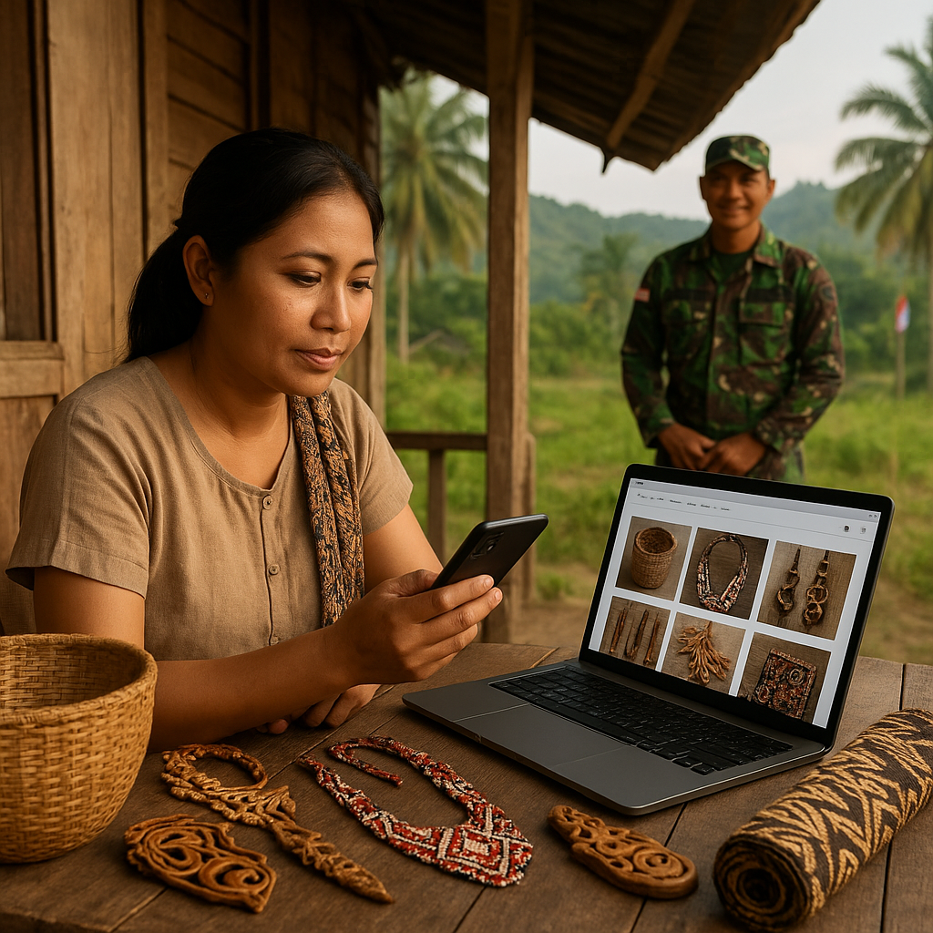 Istri Prajurit TNI AD di Perbatasan Ngabang Manfaatkan Internet untuk Bisnis Online Kerajinan Dayak