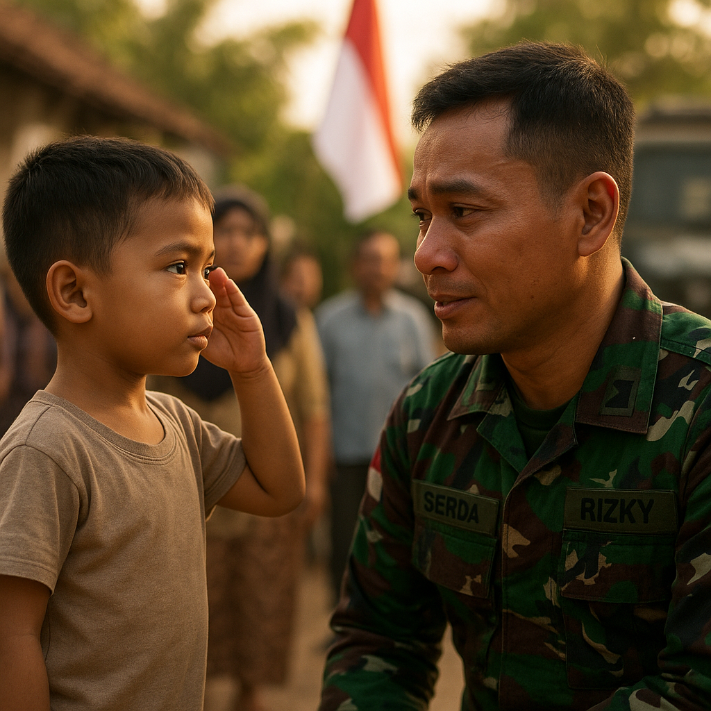 Jelang Penugasan, Bocah 5 Tahun Beri Hormat ke Ayah Prajurit TNI, Warganet Terharu