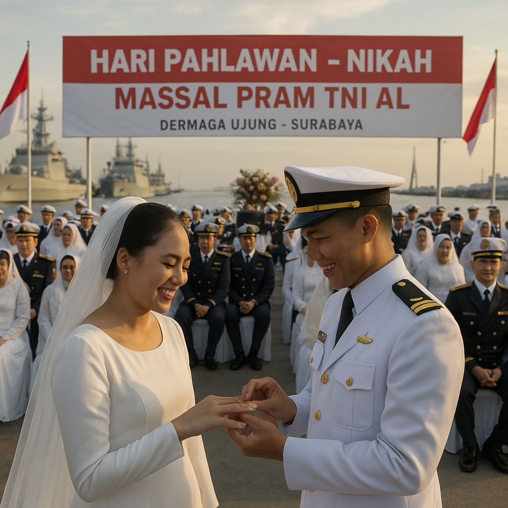 Hari Pahlawan, PRAM TNI AL Gelar Nikah Massal untuk 20 Pasangan Prajurit