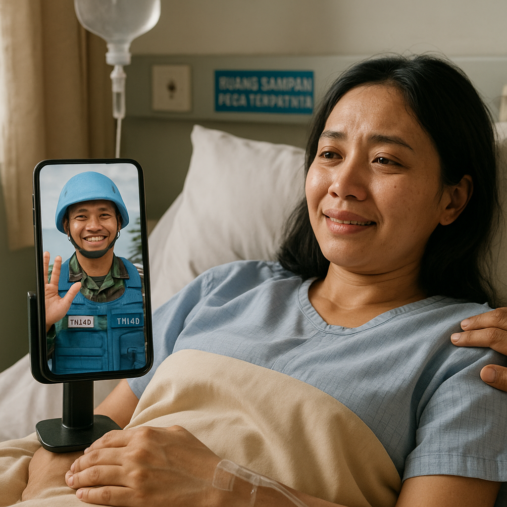 Prajurit TNI AD di Lebanon Beri Kejutan Video Call untuk Istrinya yang Sedang Sakit