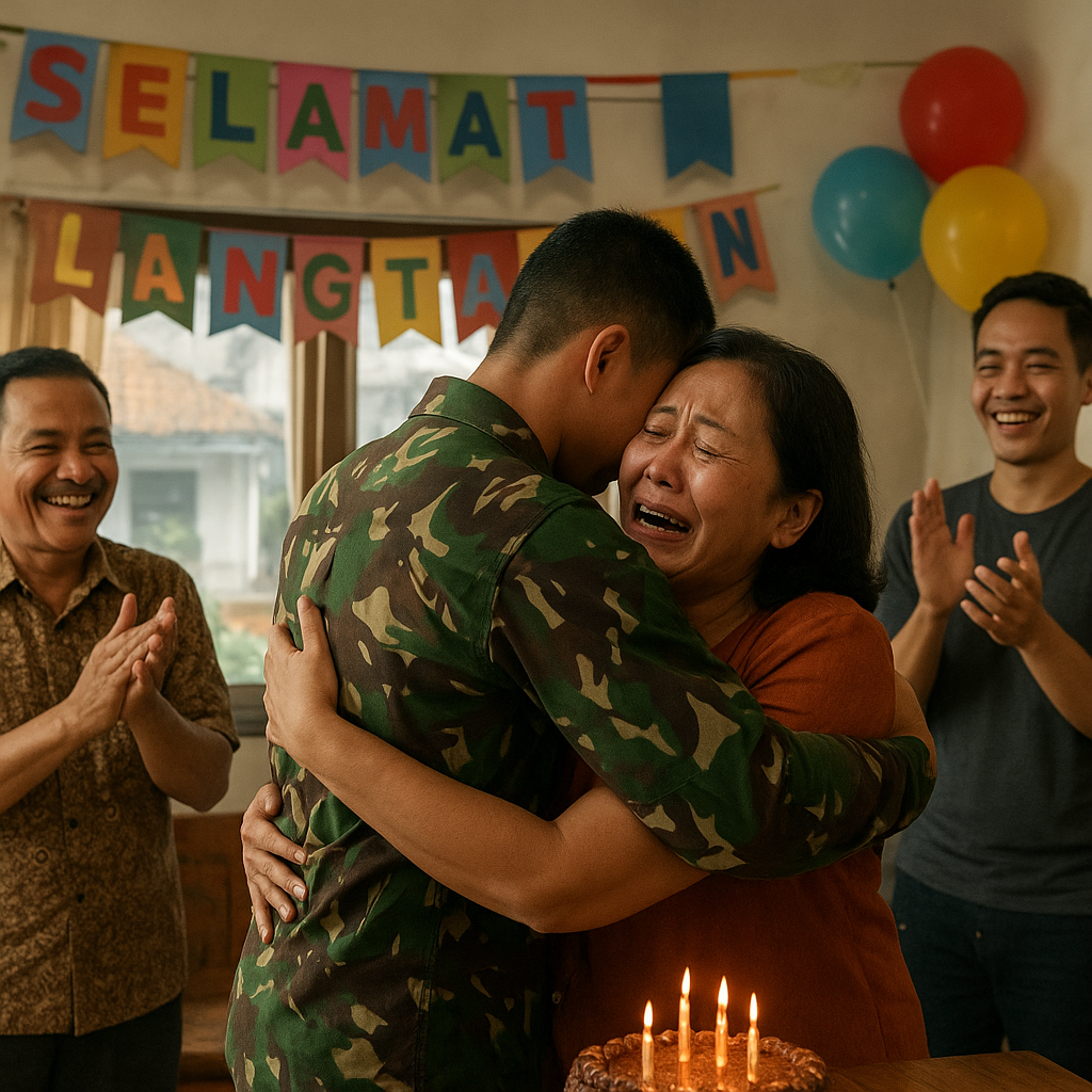 Kejutan Pulang Ibu Prajurit: Anak yang Ditunggu Tiba Mendadak di Hari Ulang Tahun