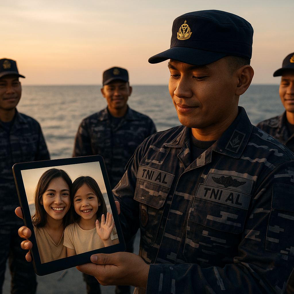 Kejutan Valentine dari Kapal Perang: Video Call untuk Istri dan Anak