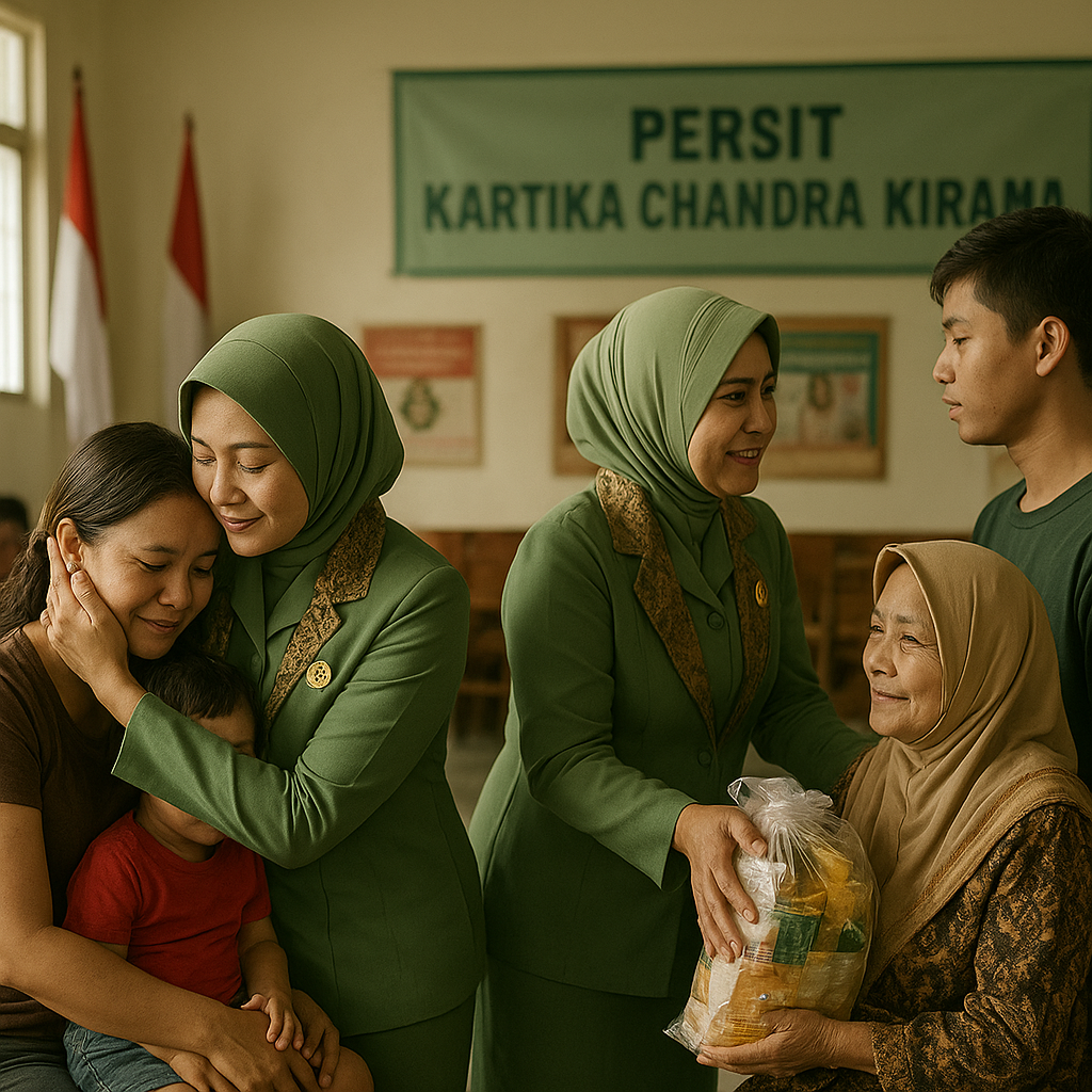 Ibu-ibu Persit Bantu Keluarga Prajurit yang Sedang Bertugas Operasi