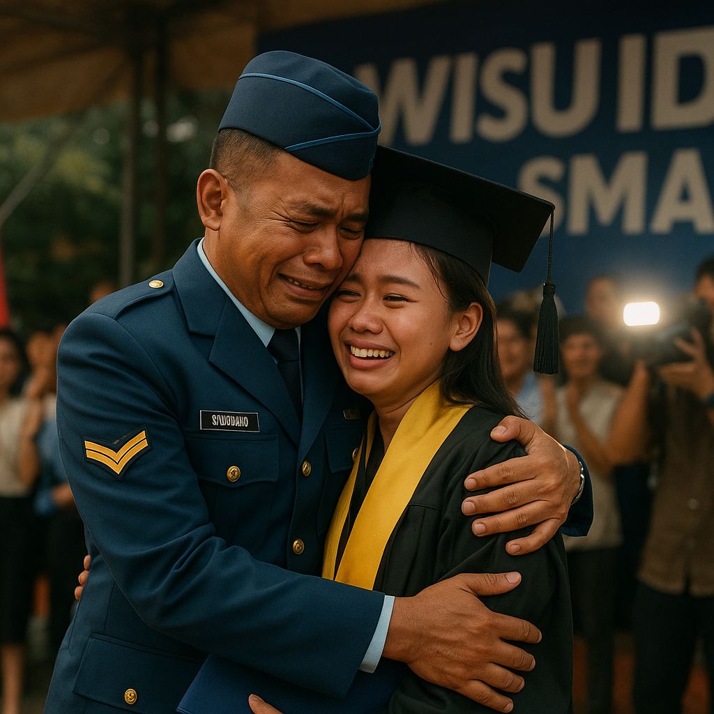 Video Viral: Ayah Prajurit TNI AU Kejutkan Putrinya di Panggung Wisuda SMA