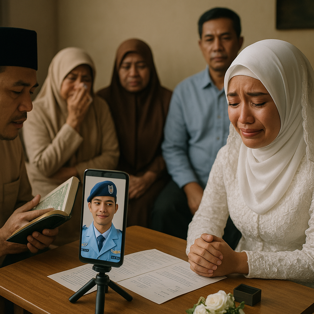Prajurit Muda TNI AU Menikahi Kekasihnya Via Video Call Karena Bertugas di Daerah Konflik